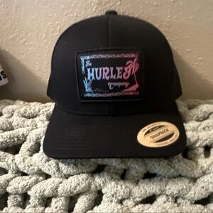 Hurley Black Snapback Hat with Pink and Teal Patch